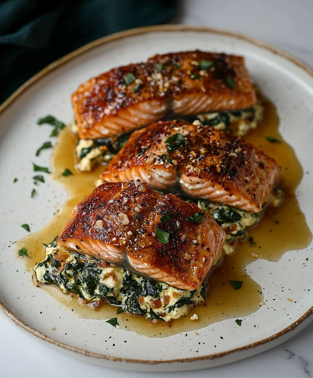 Stuffed Salmon with Spinach