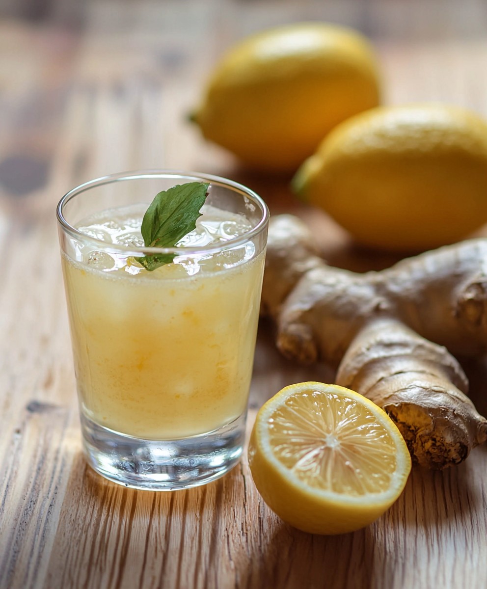 Ginger lemon drink shot