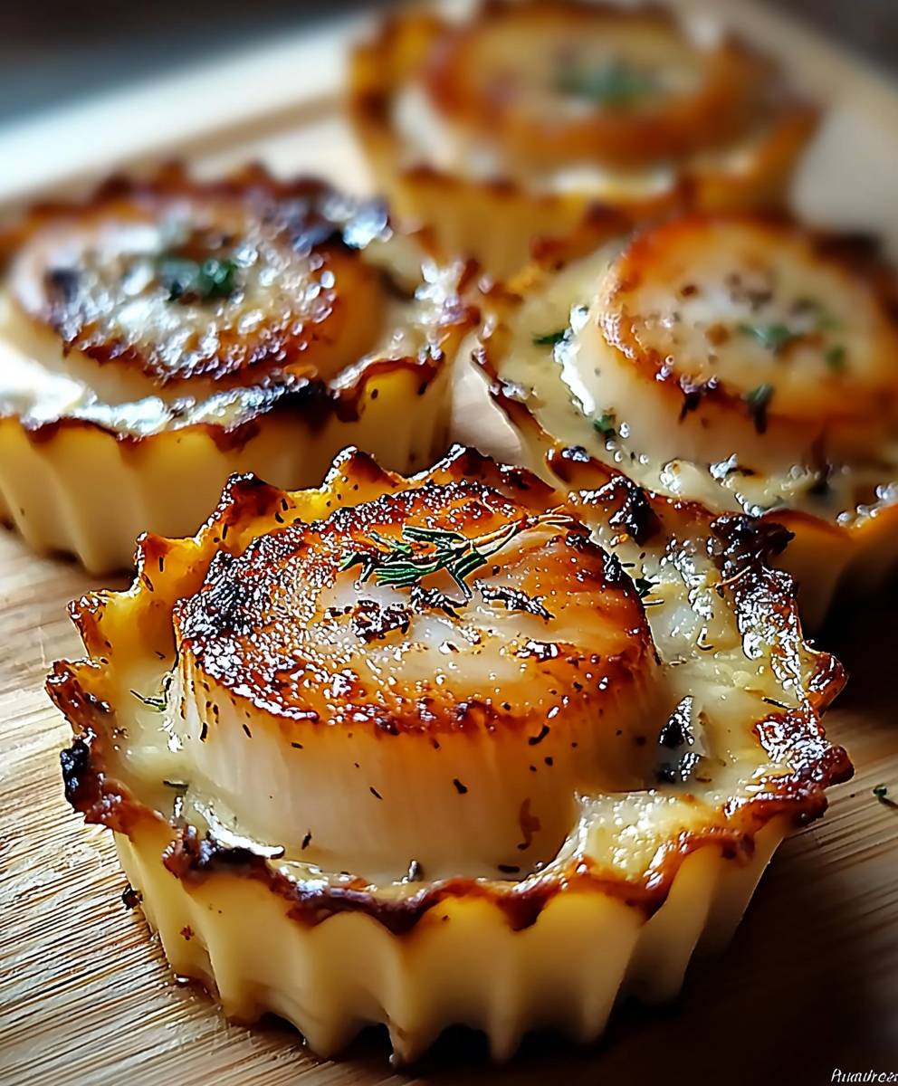 Scallop gratin cream mushrooms