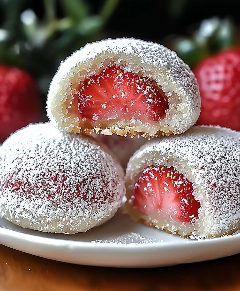 Strawberry Snowball Cookies
