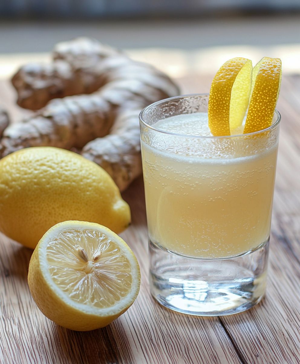 Ginger lemon drink shot