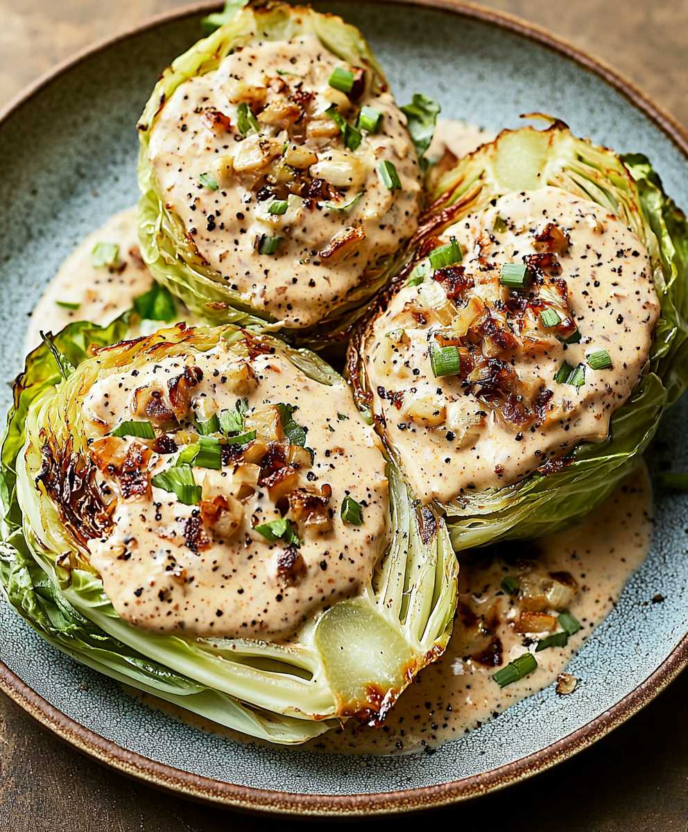 Roasted Cabbage Mustard Sauce