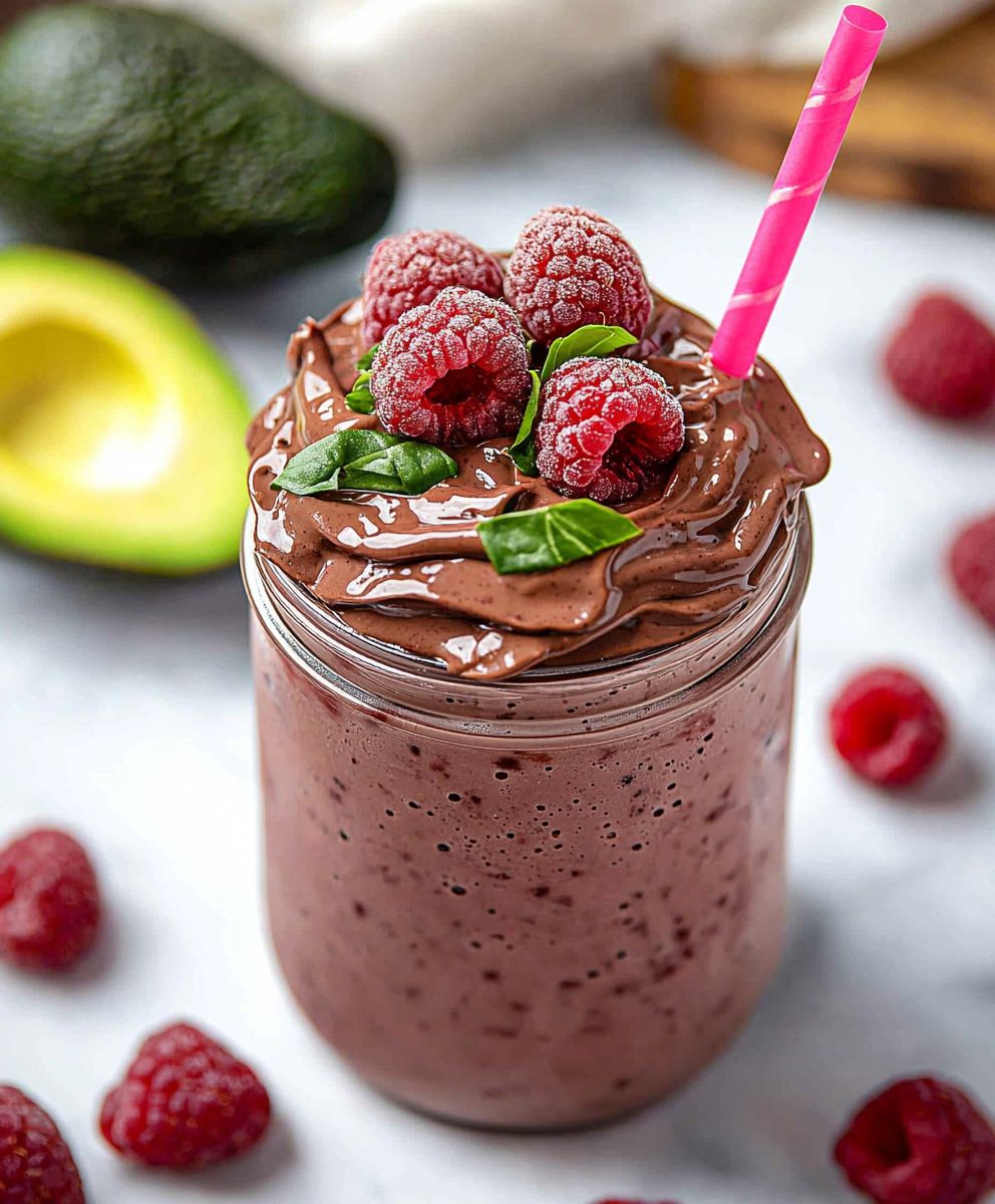 Chocolate Raspberry Avocado Milkshake