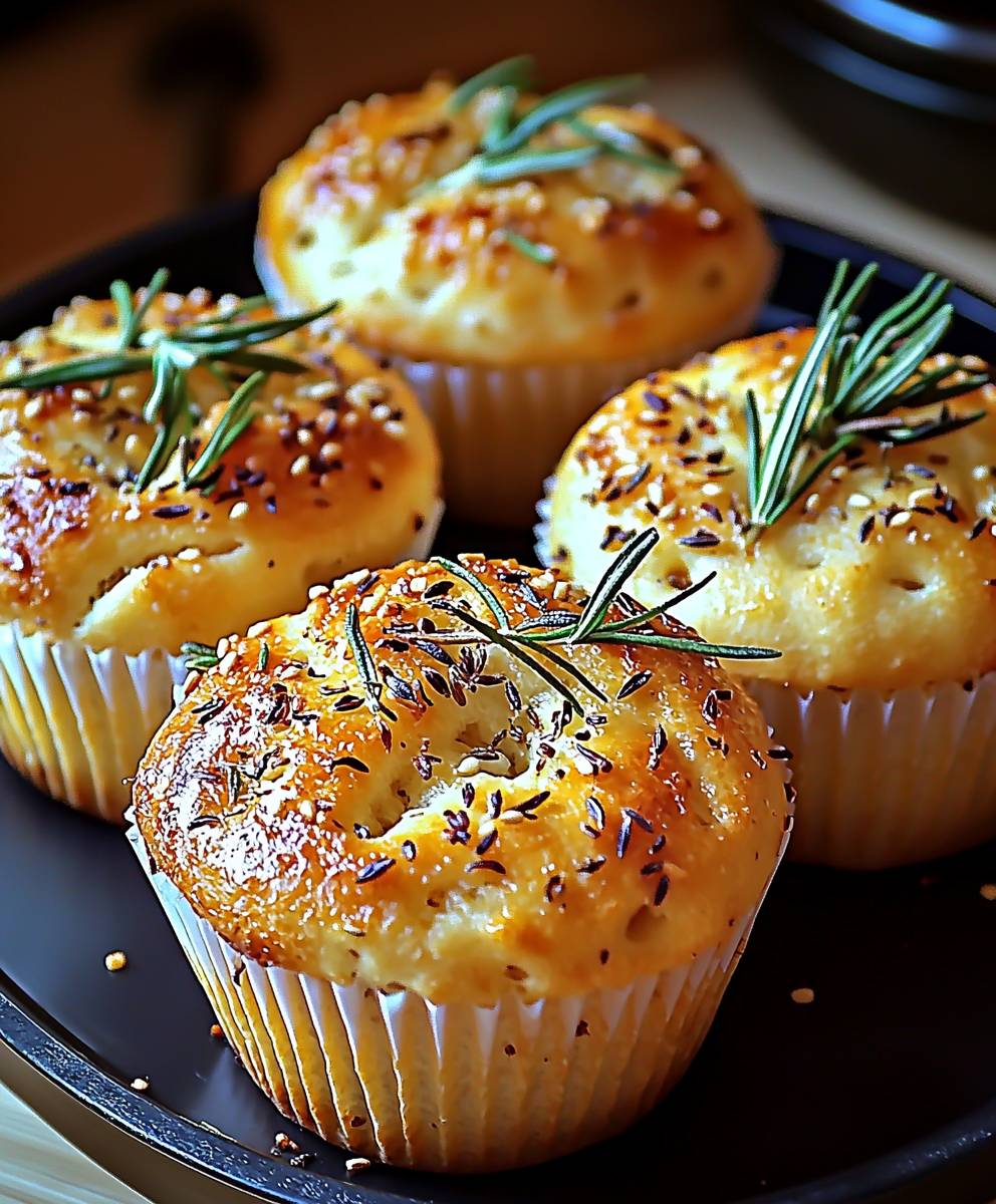 Garlic Rosemary Focaccia Muffins