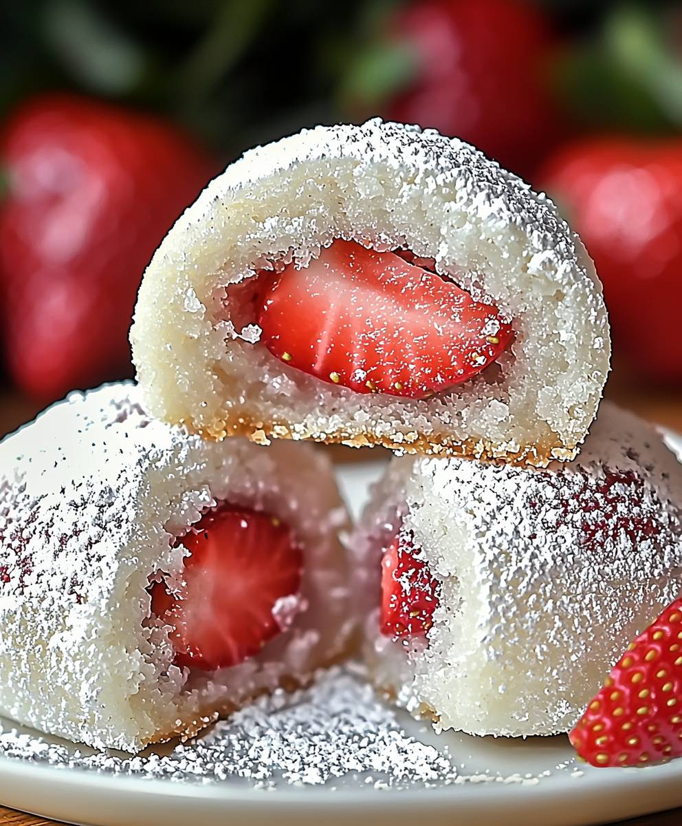 Strawberry Snowball Cookies