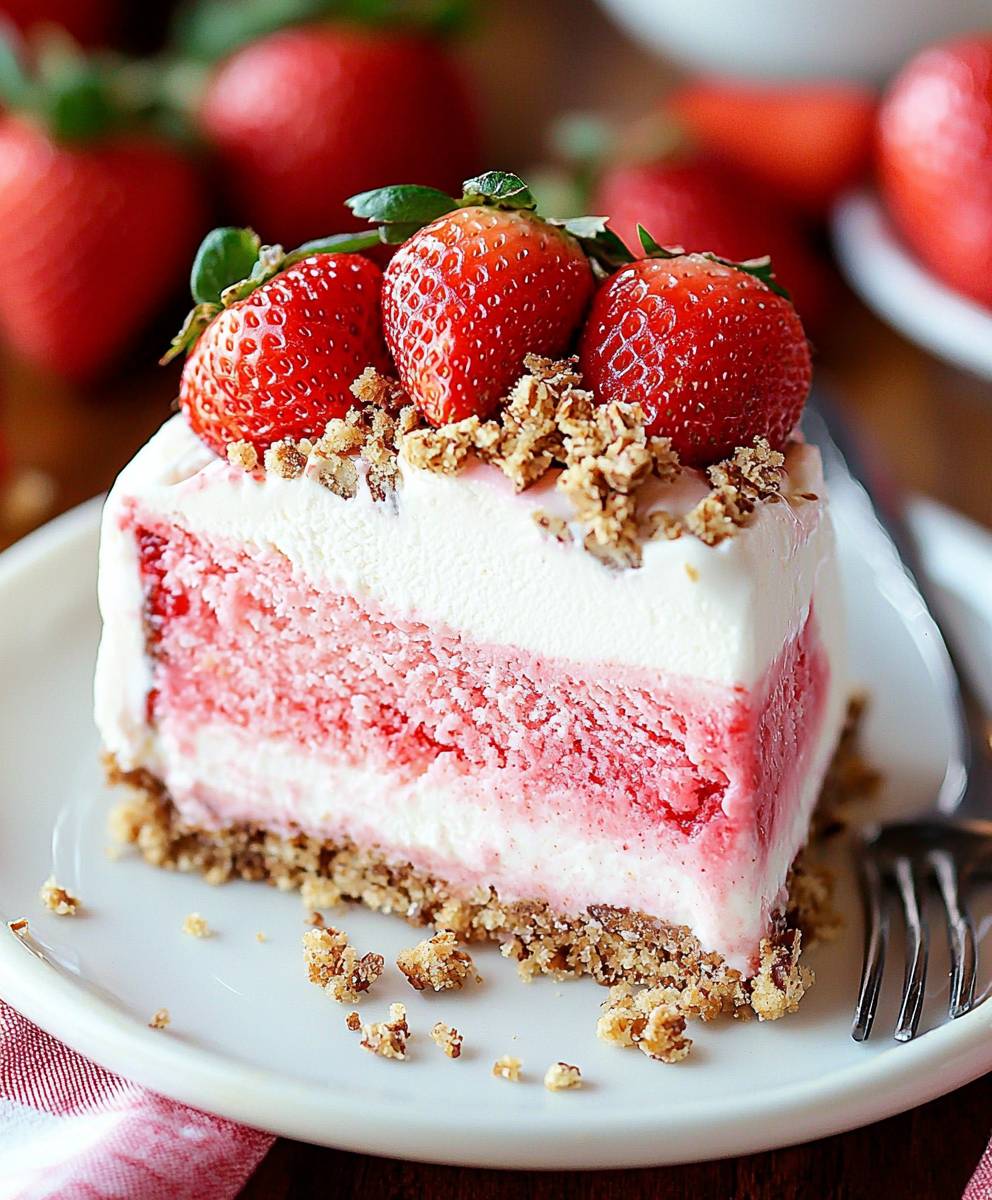Strawberry Crunch Ice Cream Cake