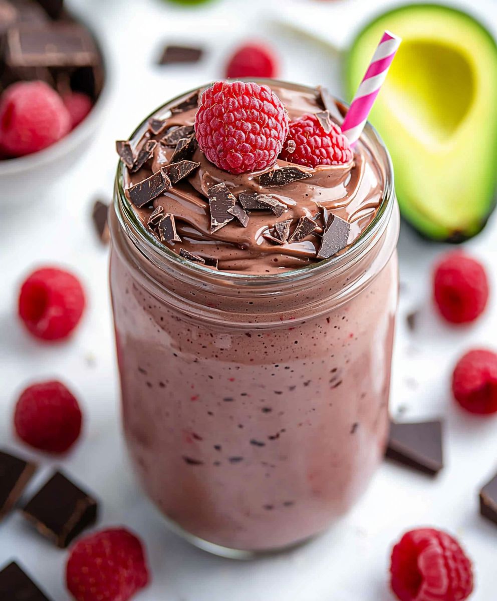 Chocolate Raspberry Avocado Milkshake