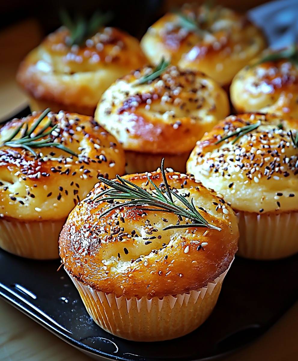 Garlic Rosemary Focaccia Muffins