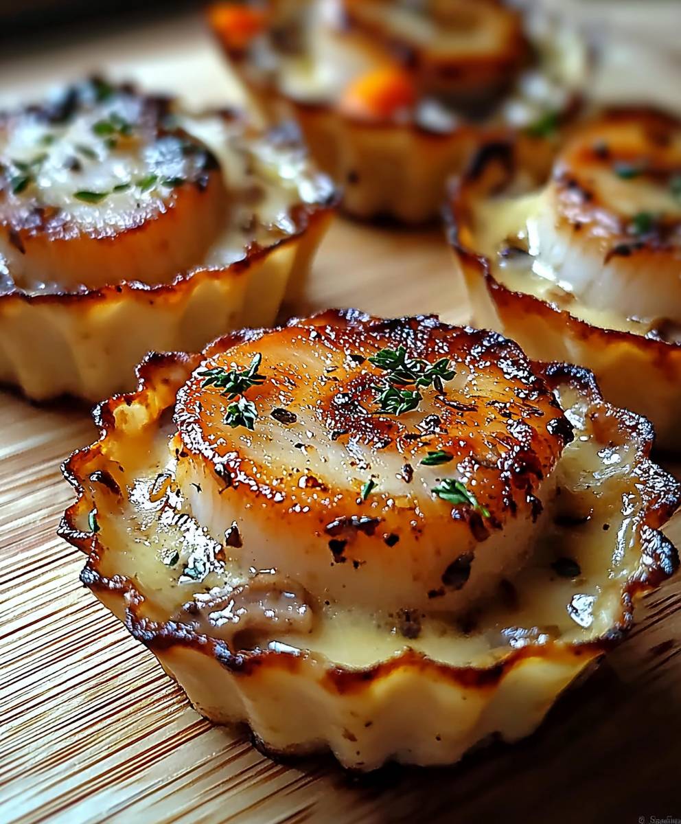 Scallop gratin cream mushrooms