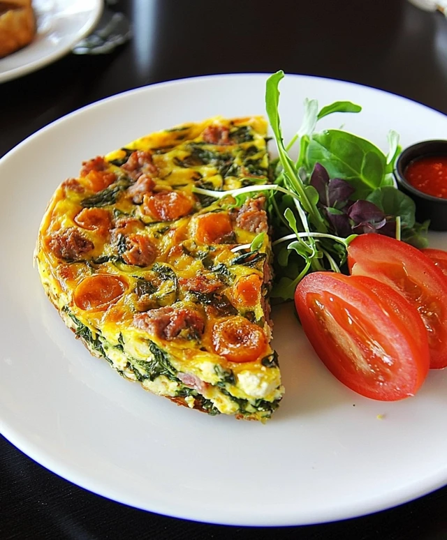 Meat spinach frittata