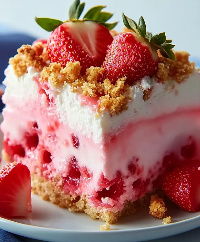 Strawberry Crunch Poke Cake