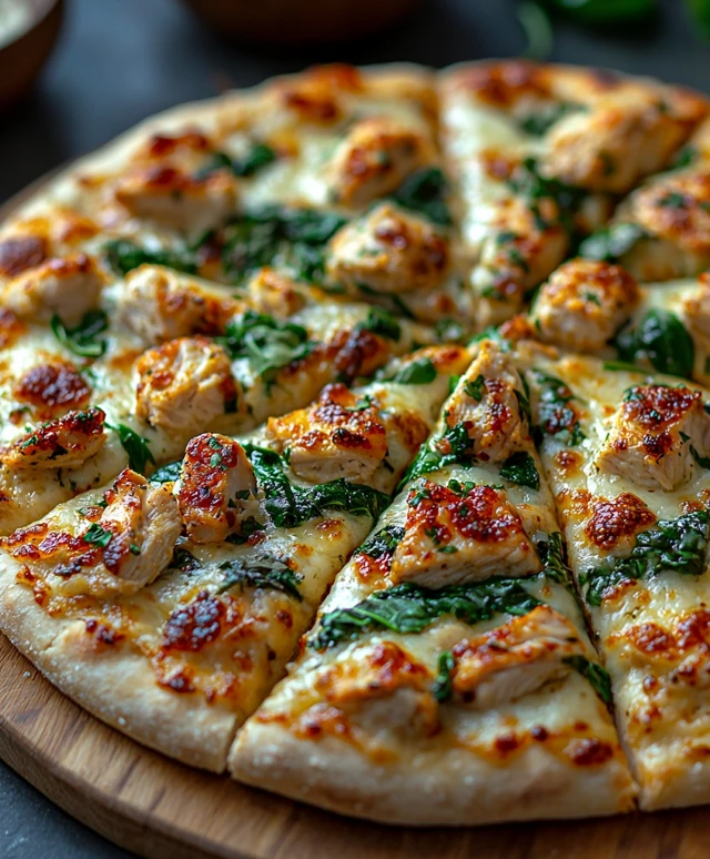 Garlic Chicken Spinach Pizza