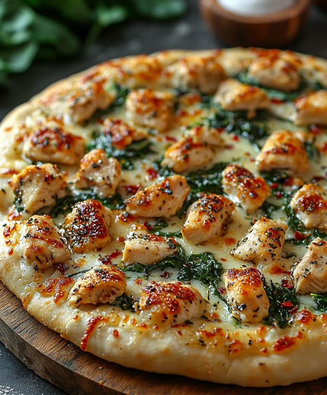 Garlic Chicken Spinach Pizza