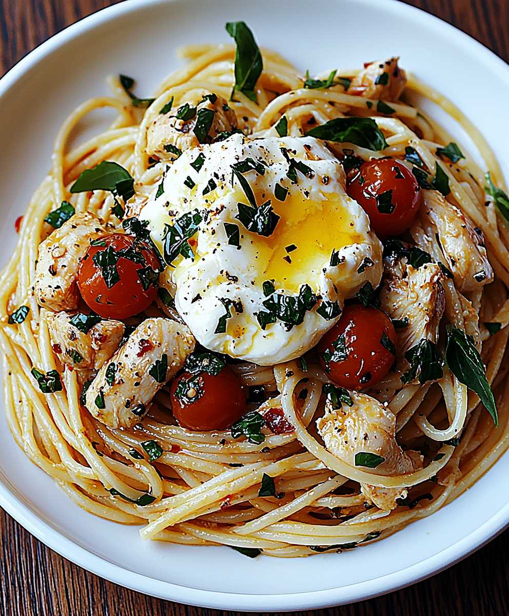 Chicken Spaghetti Burrata Lemon