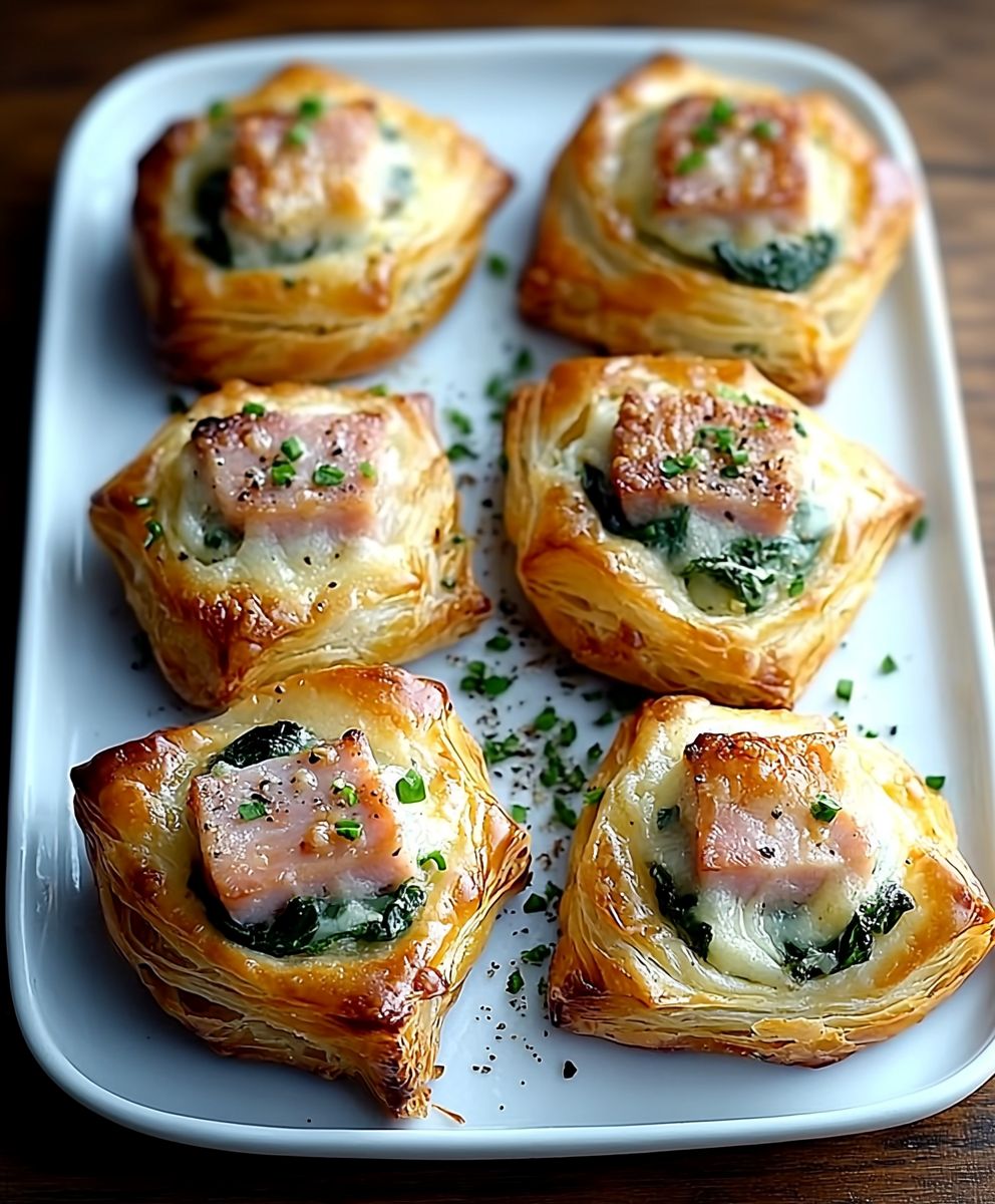 Ham cheese spinach puffs