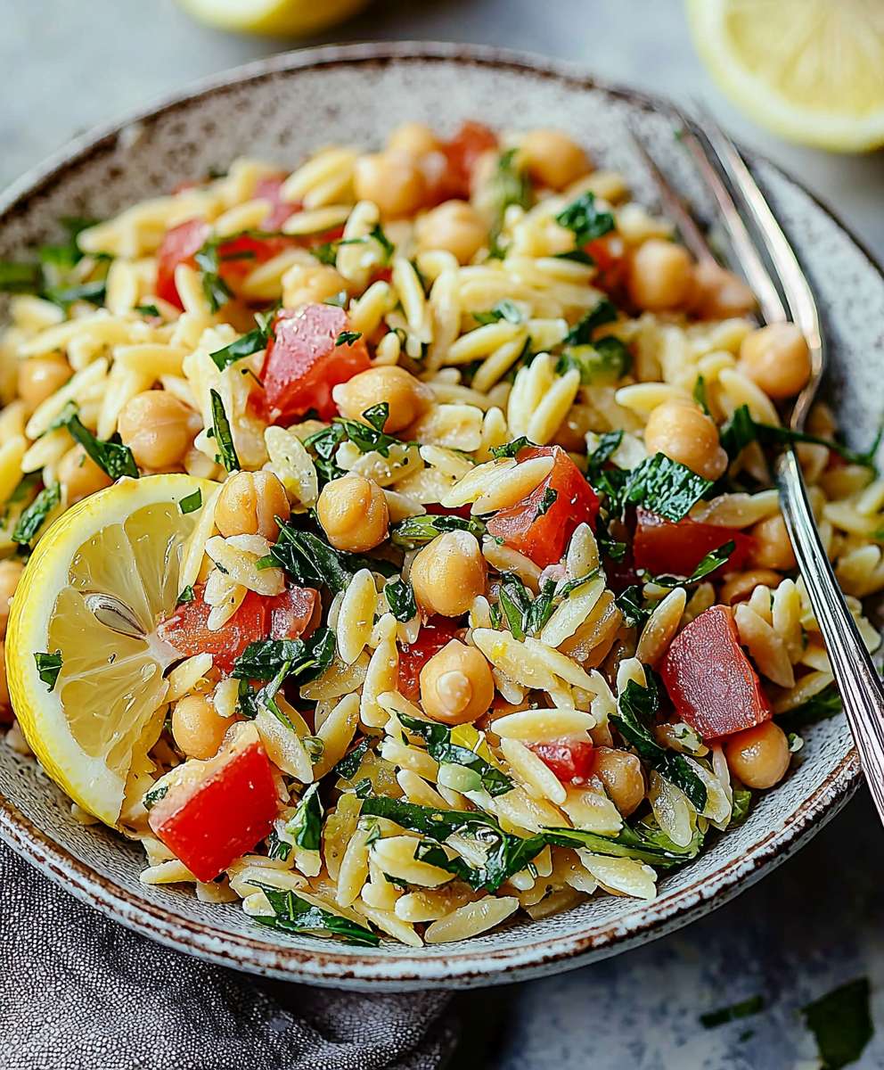 Lemon Orzo Chickpea Salad