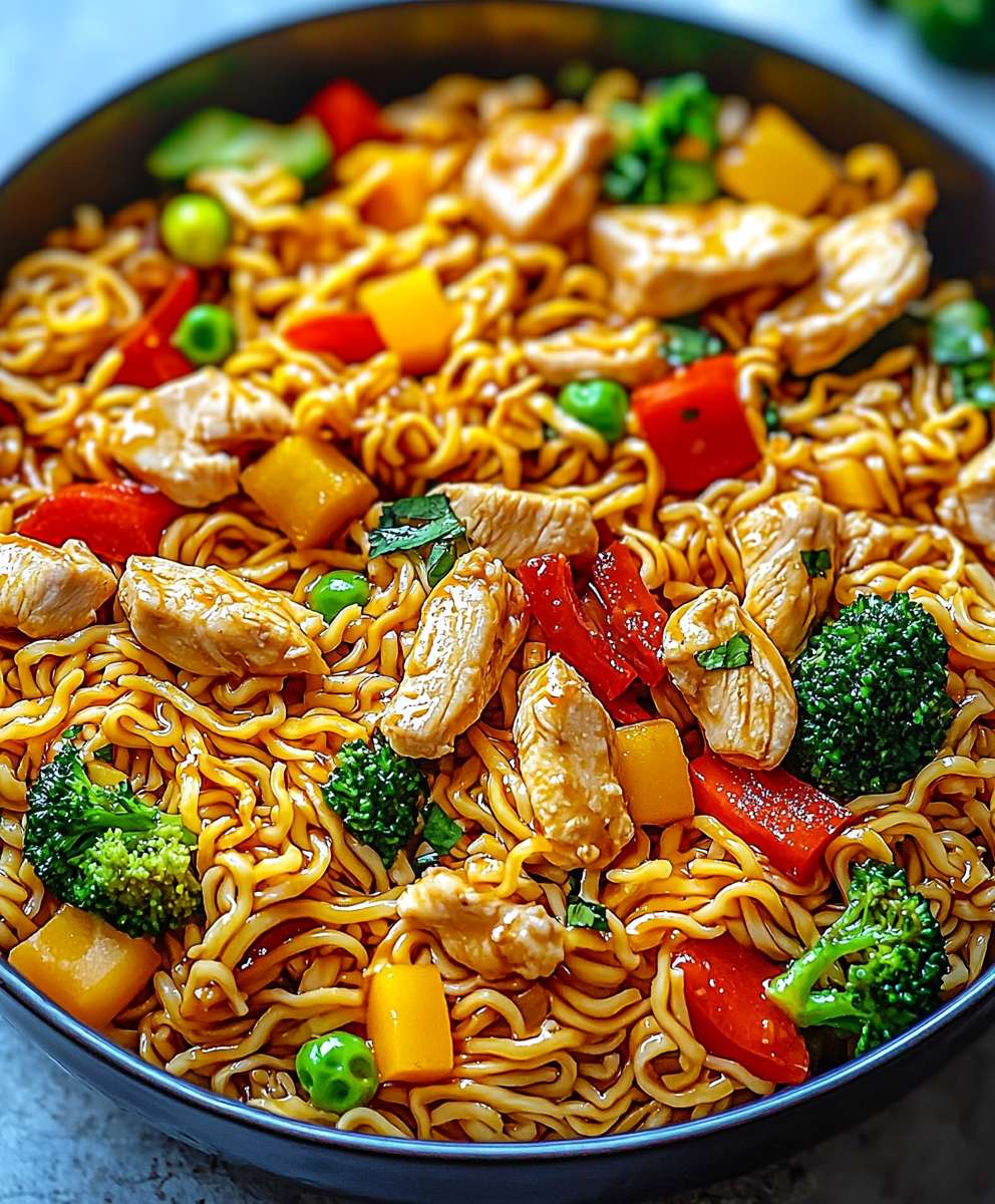 Chicken ramen stir fry
