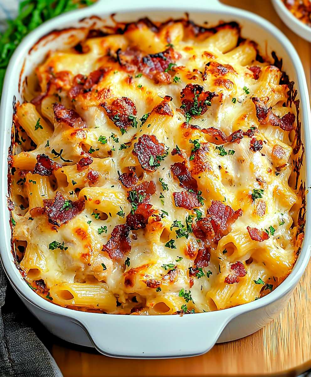 Chicken bacon pasta casserole
