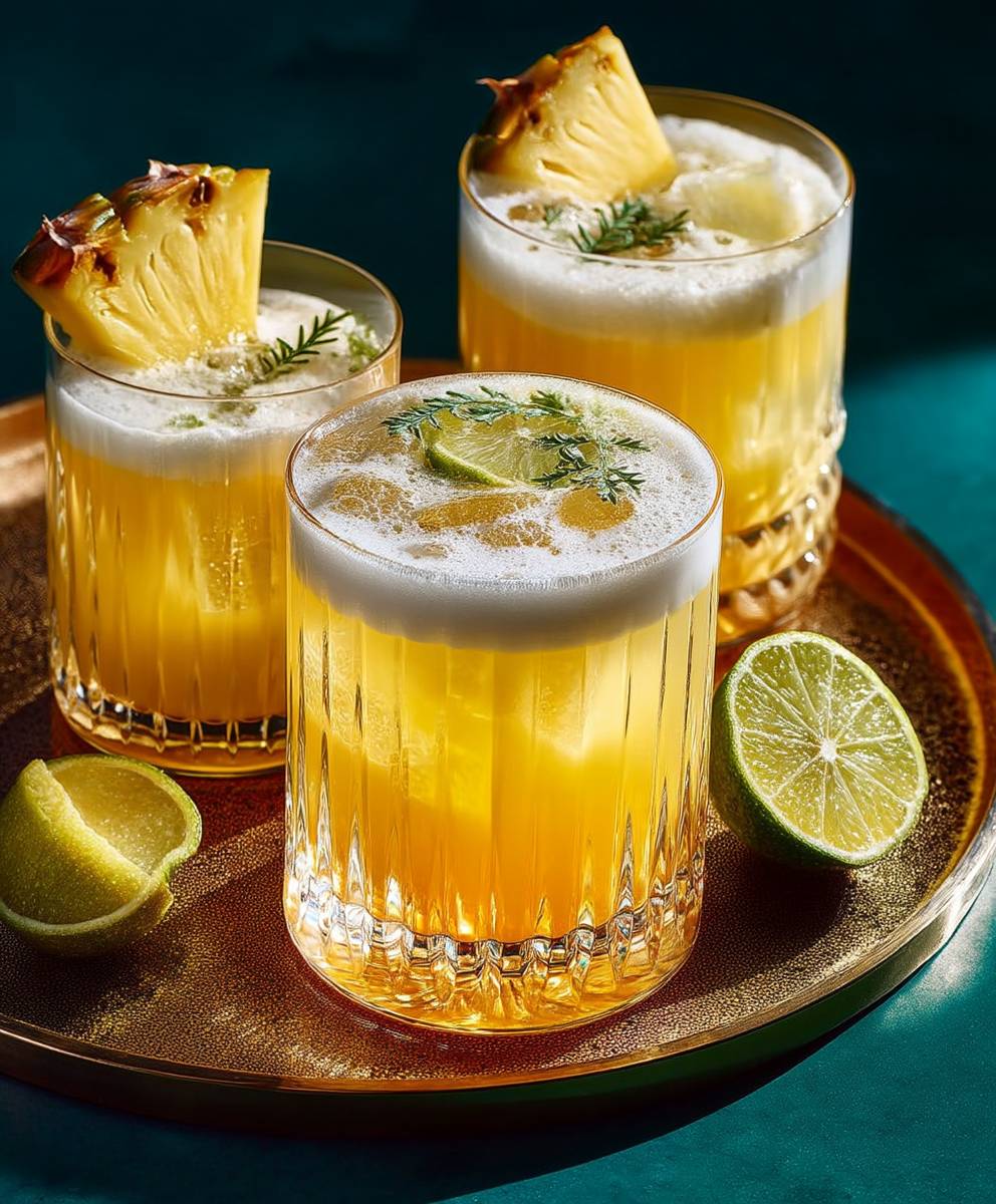 Pineapple lime ginger cocktail