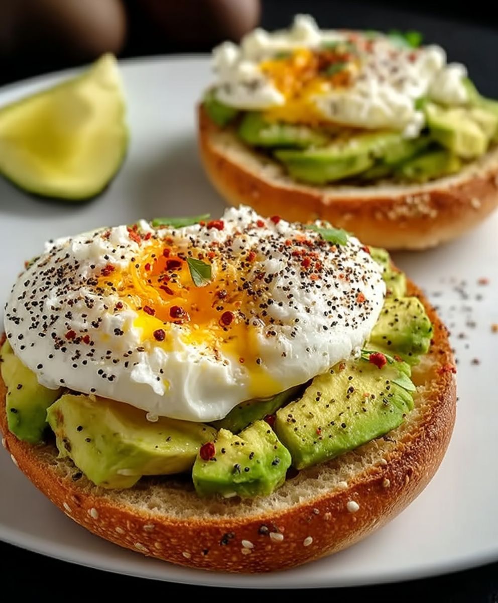 Avocado egg bagel