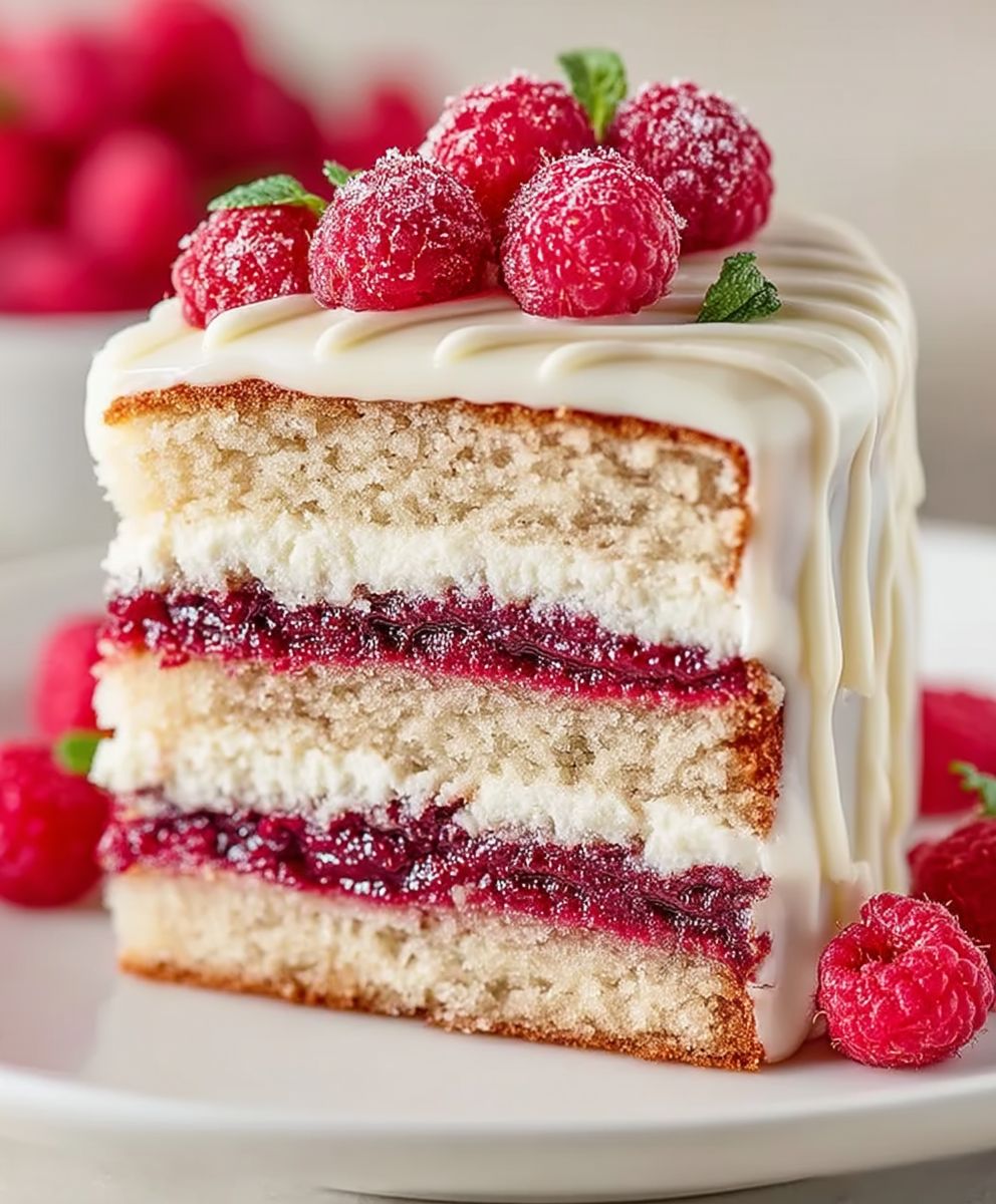 White chocolate raspberry cake