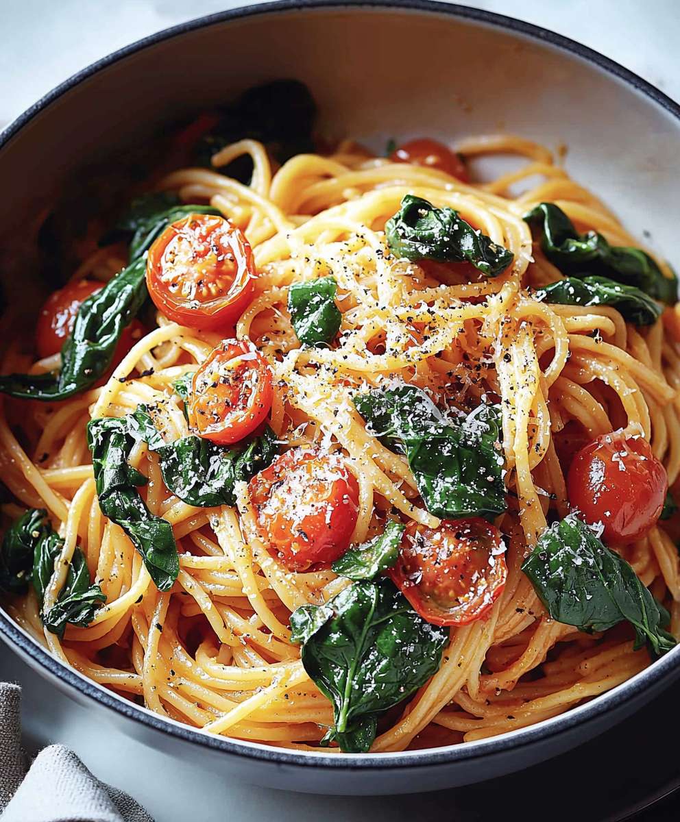 Tomato spinach pasta