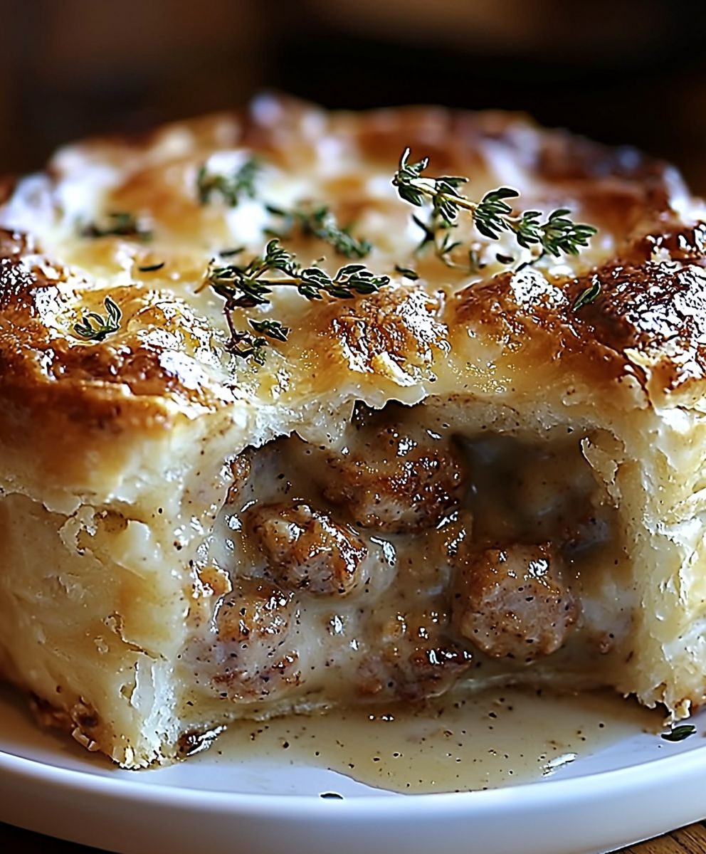 Sausage Gravy Biscuit Pie