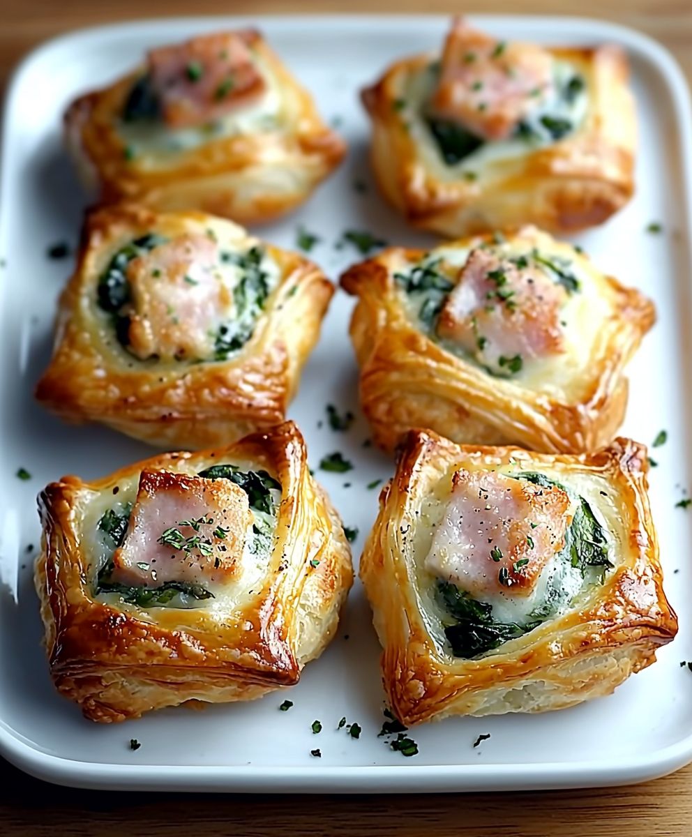 Ham cheese spinach puffs