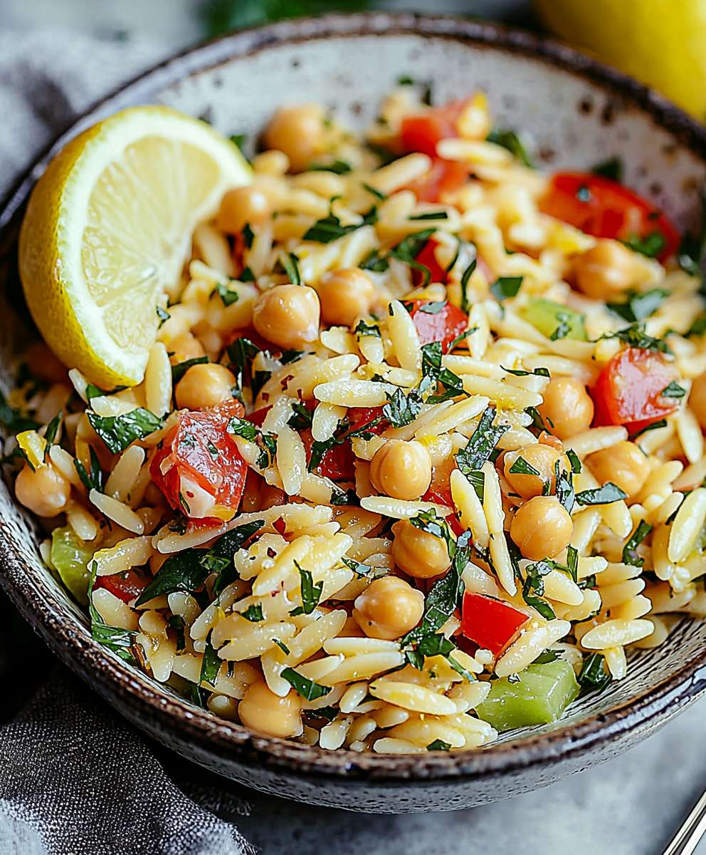 Lemon Orzo Chickpea Salad