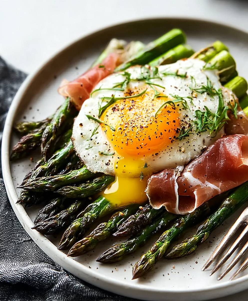 Asparagus prosciutto egg