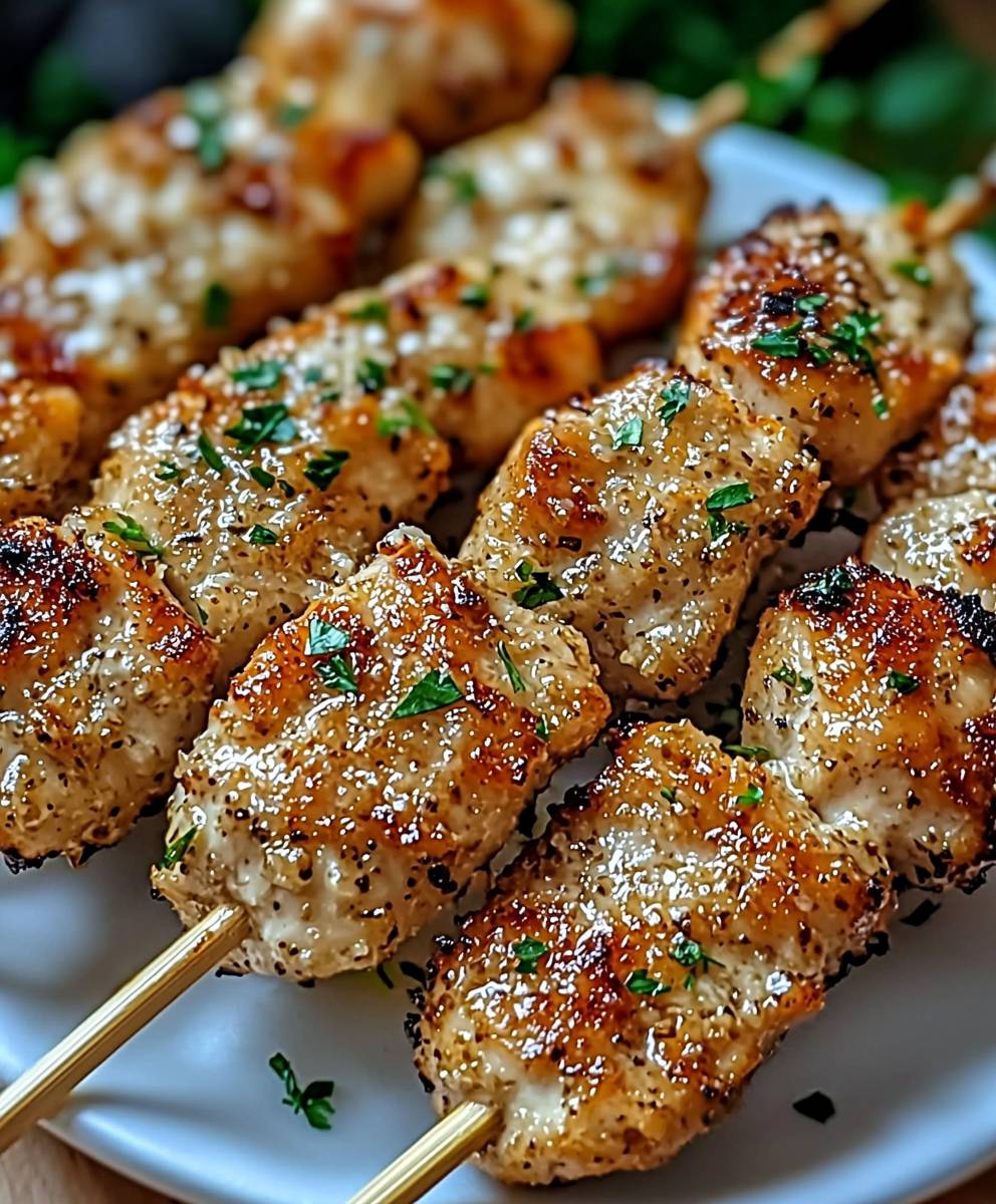 Garlic Parmesan Chicken Skewers