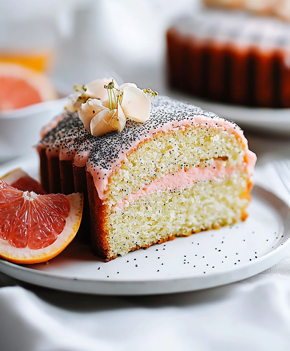Grapefruit poppy seed cake