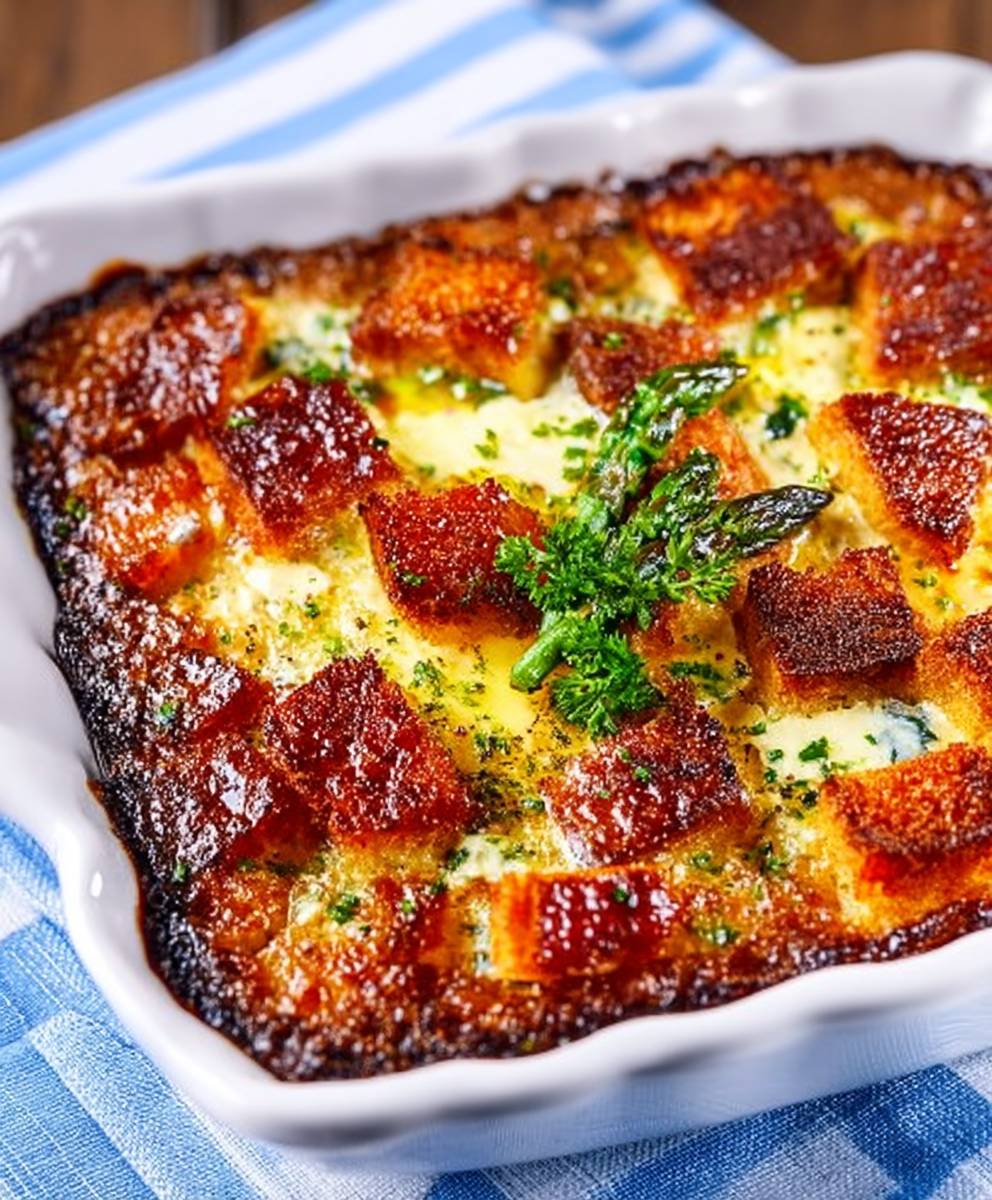 Ham asparagus strata