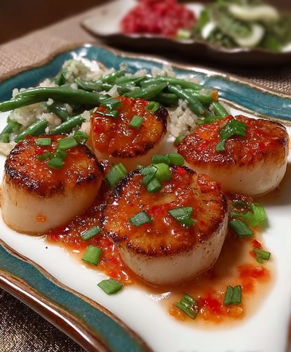 Blood orange miso scallops