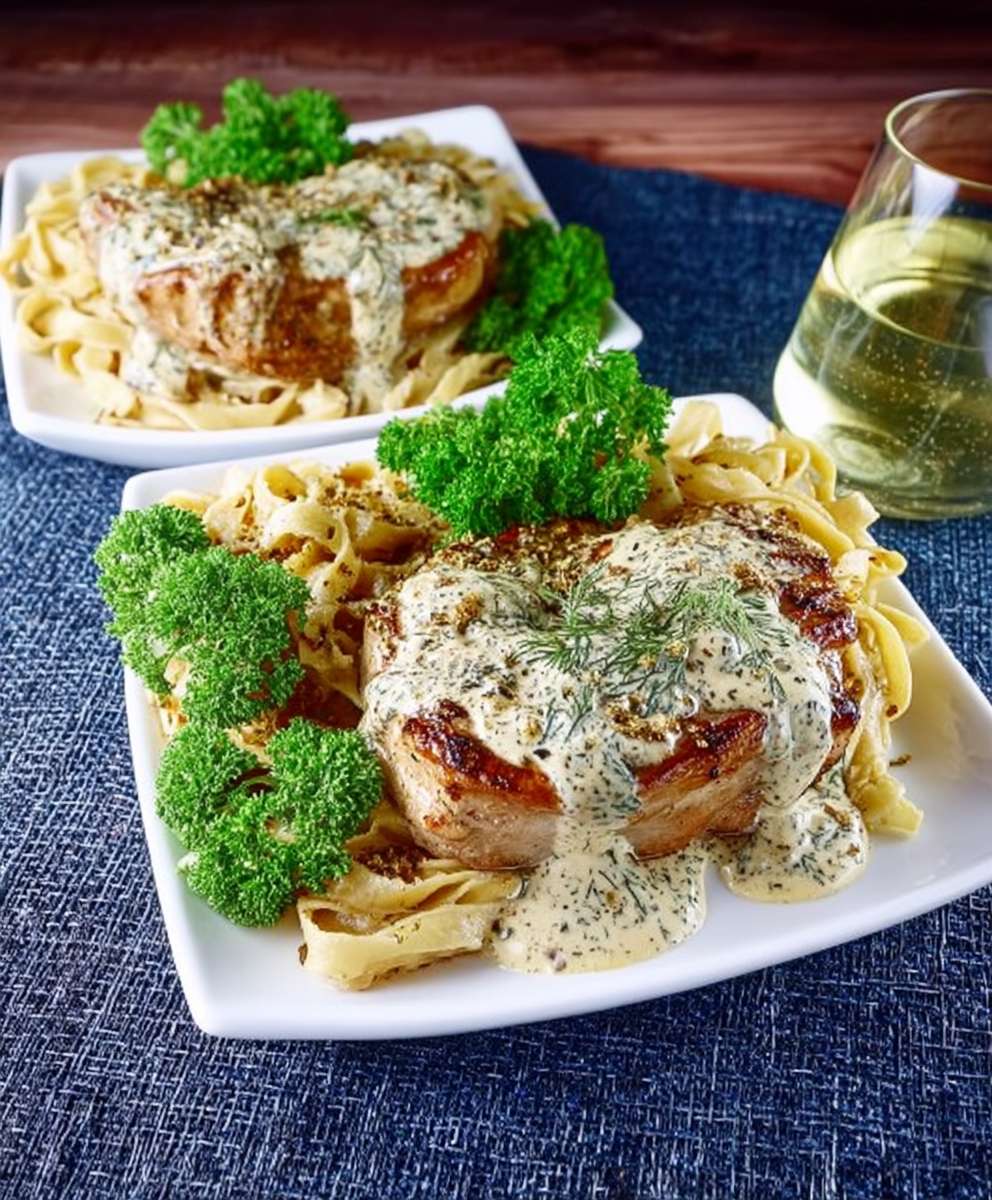 Champagne dill pork chops