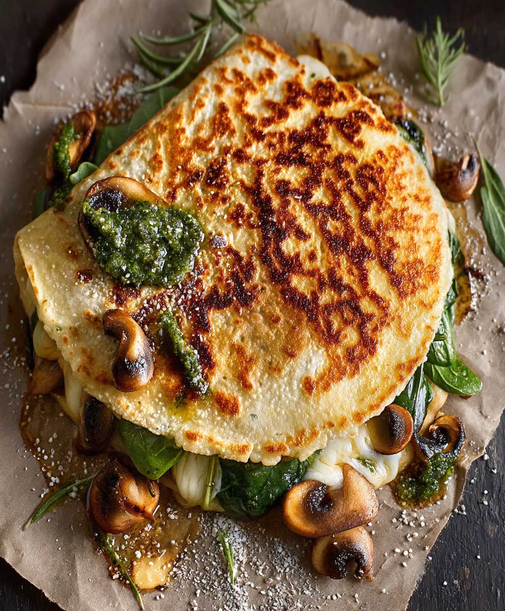 Mushroom Pesto Quesadilla
