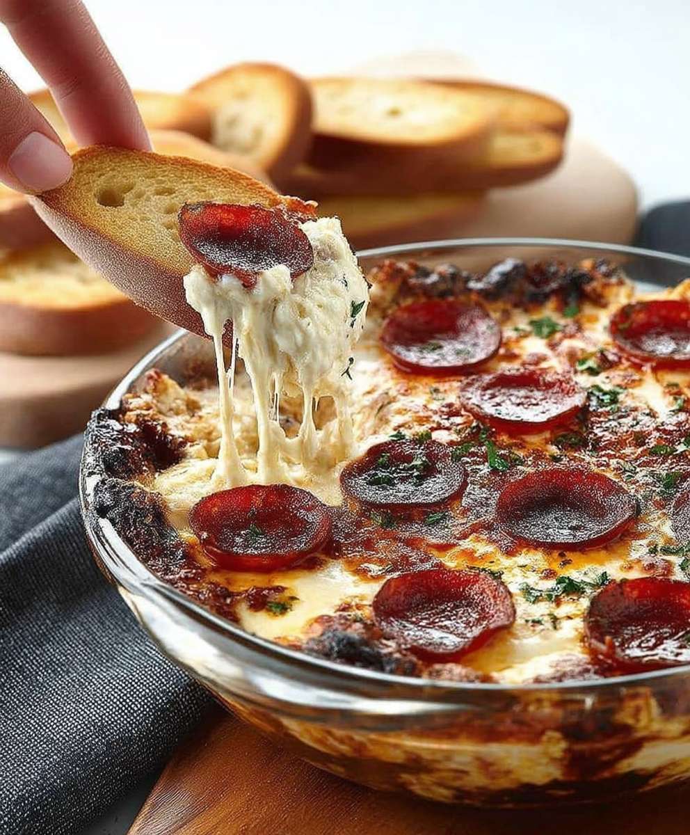 Mushroom Pepperoni Pizza Dip
