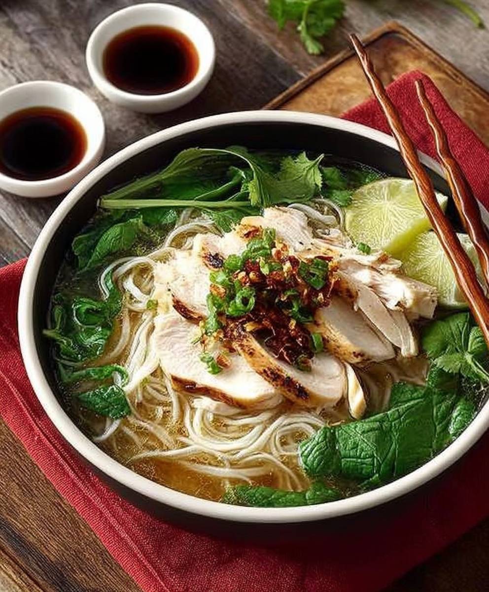 Poached Chicken Noodle Soup