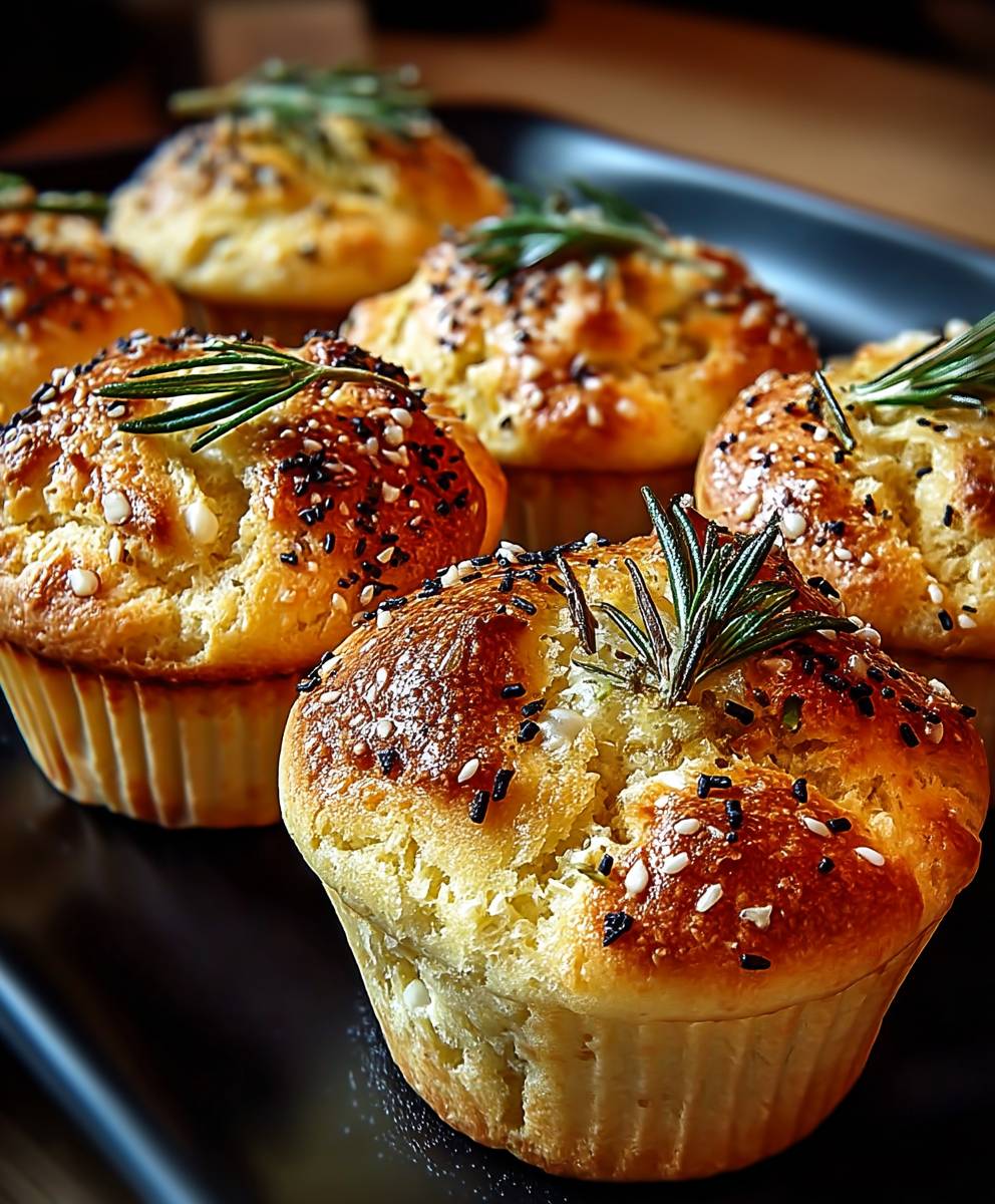 Garlic Rosemary Focaccia Muffins