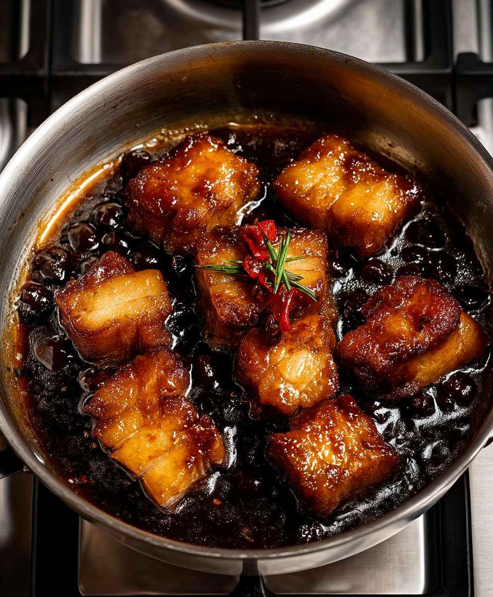 Bourbon braised pork belly