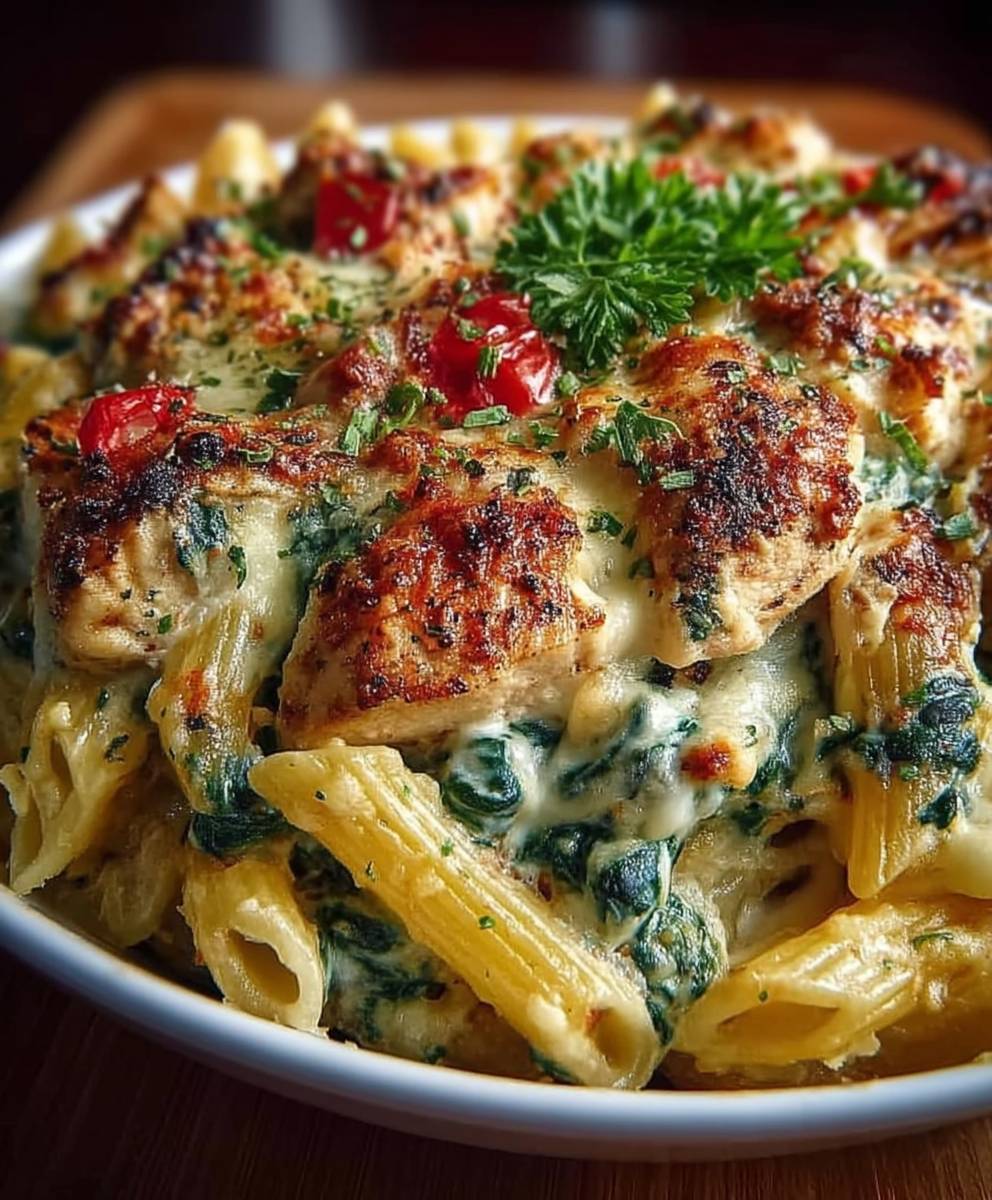 Chicken spinach cheese pasta