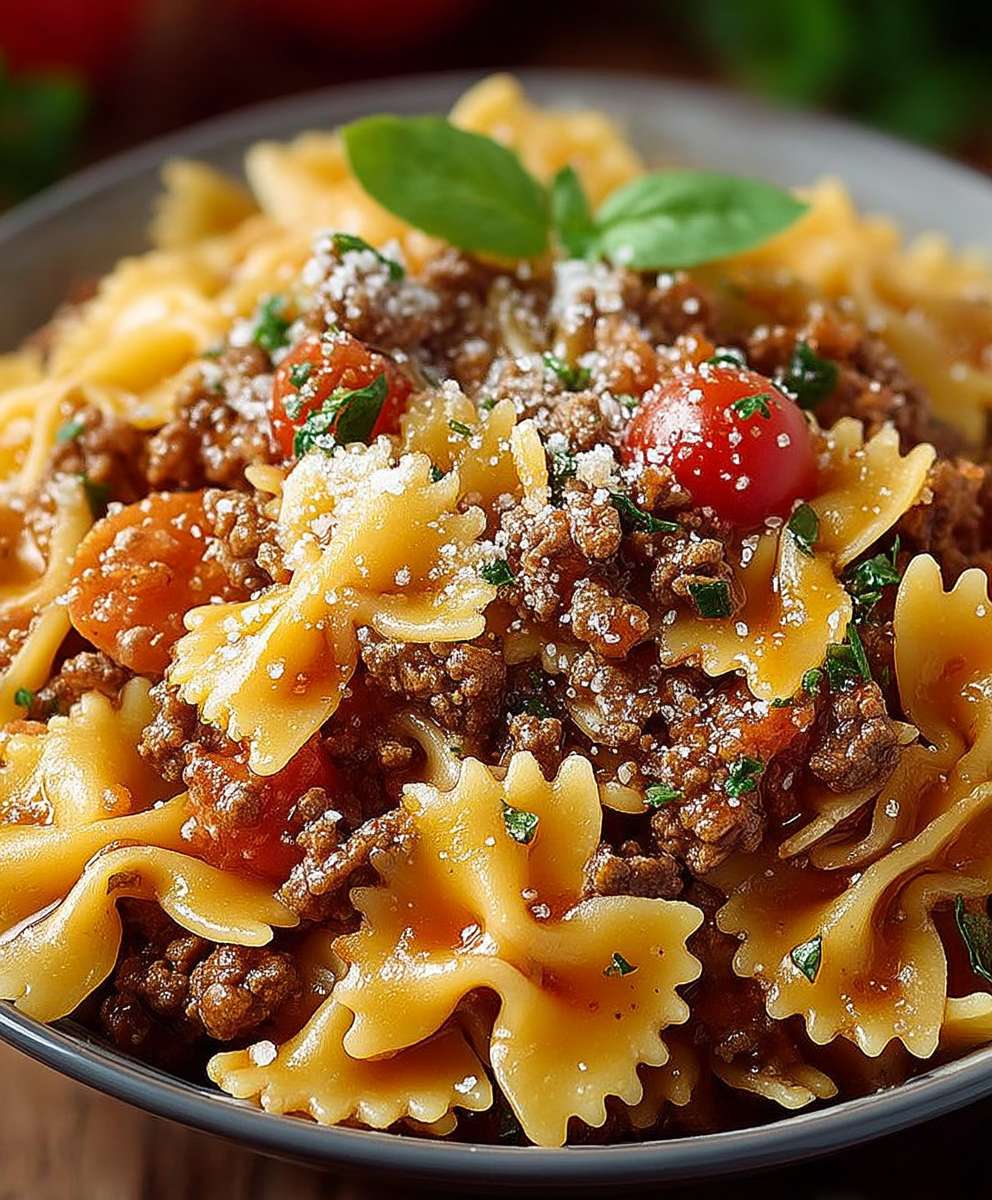 Bowtie pasta ground beef