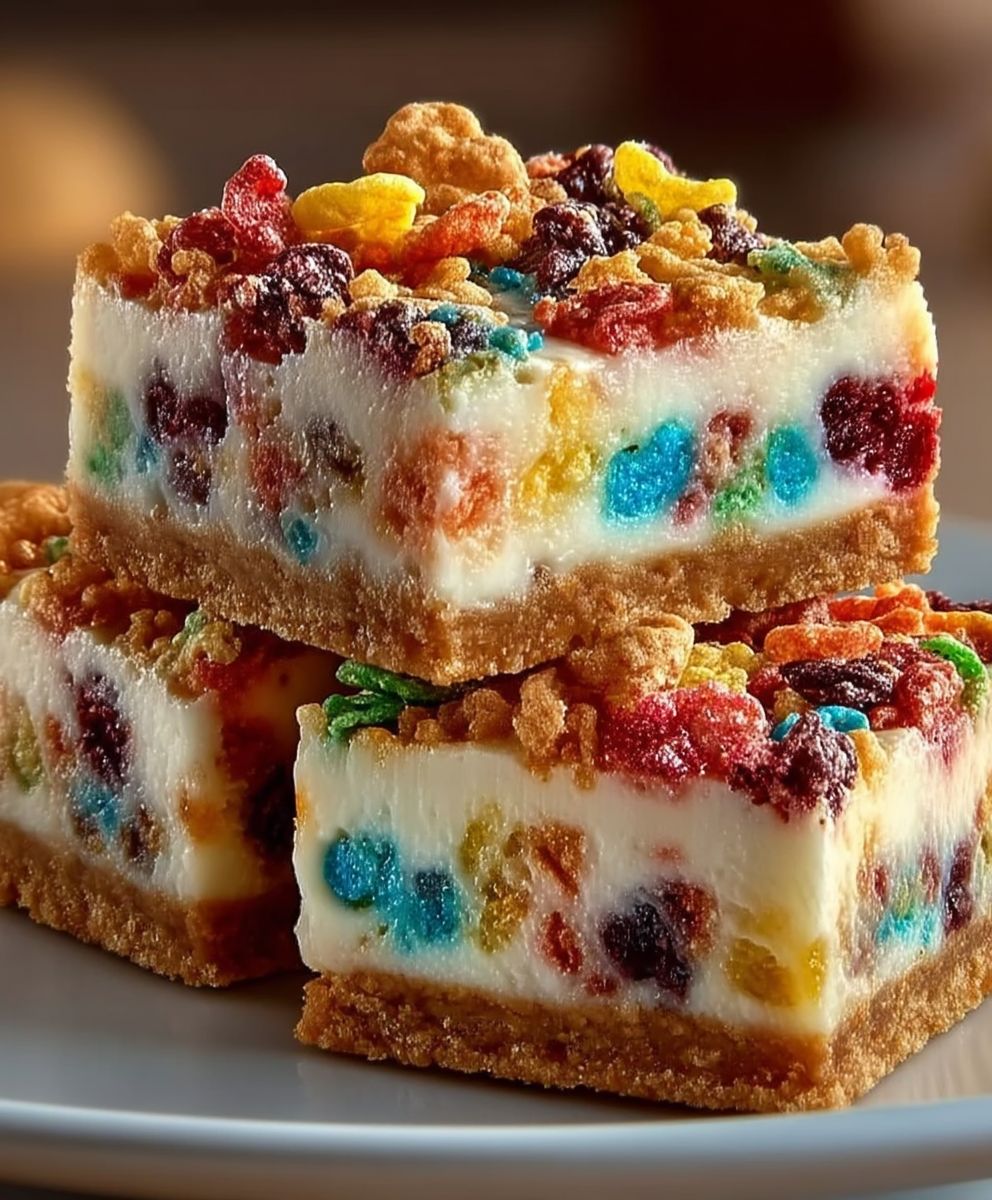 Fruity Pebbles Cheesecake Bars