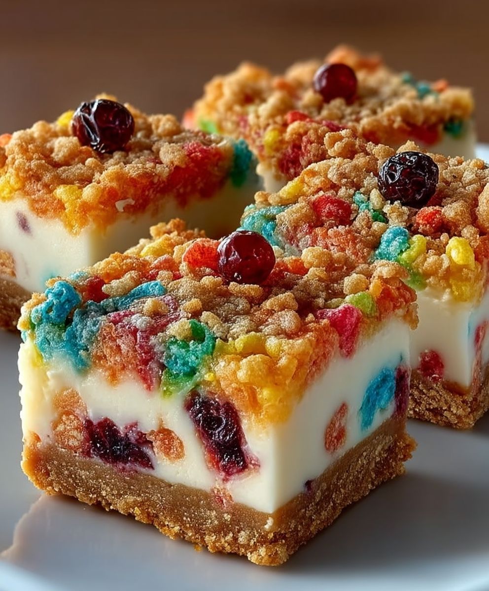 Fruity Pebbles Cheesecake Bars