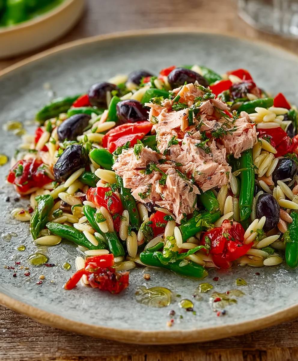 Orzo bean tuna salad