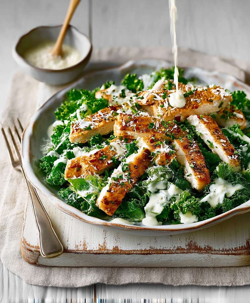 Kale chicken caesar salad