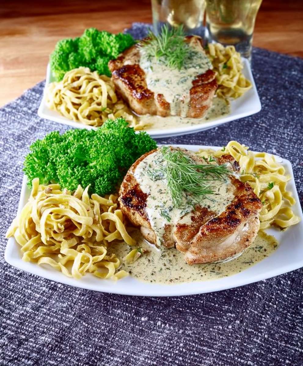 Champagne dill pork chops
