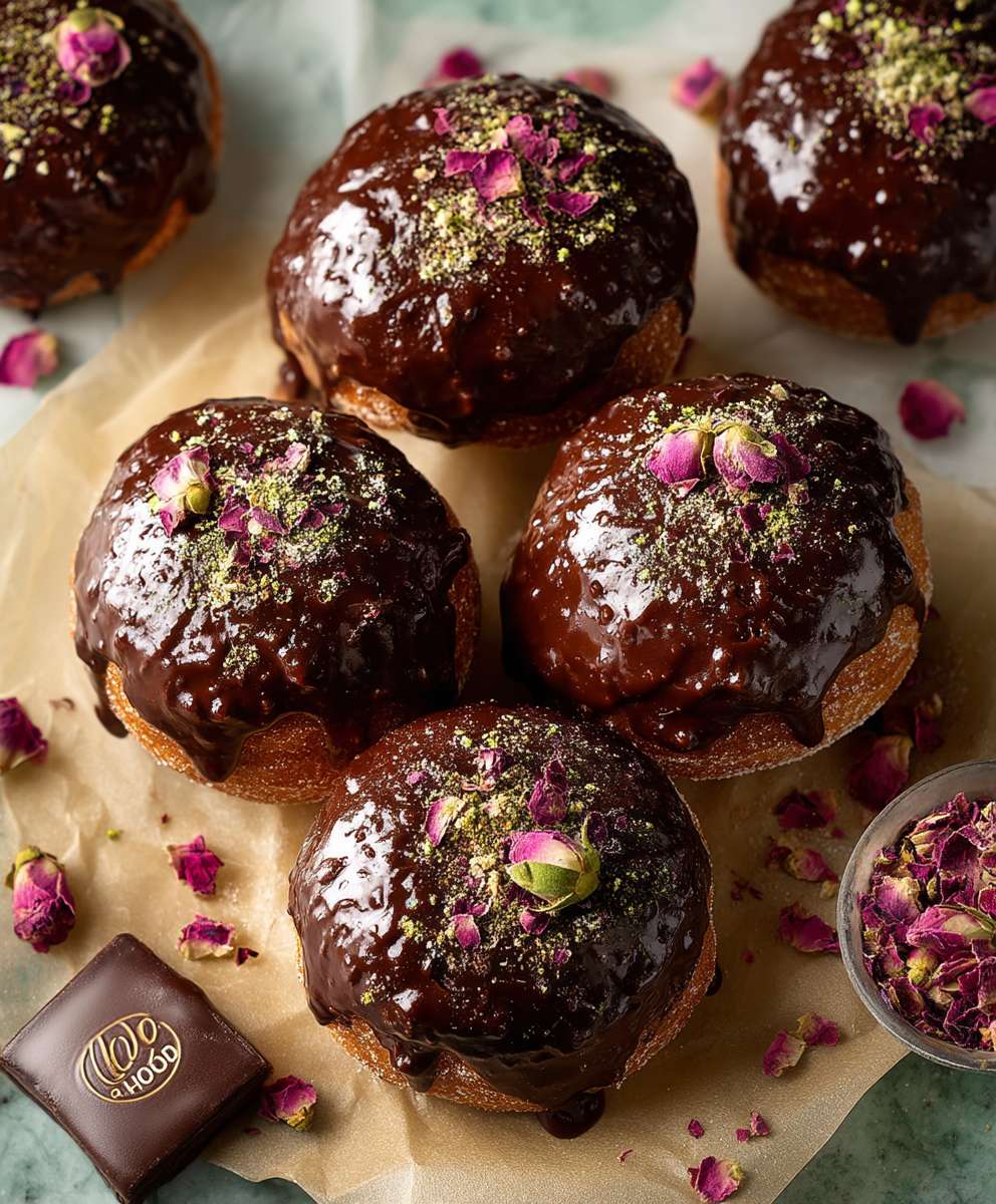 Cardamom Rose Brioche Doughnuts
