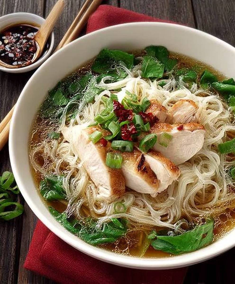 Poached Chicken Noodle Soup
