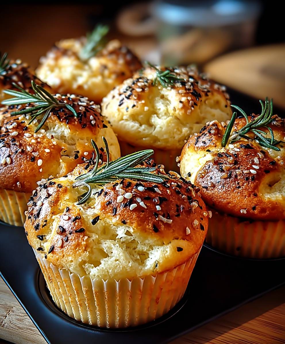 Garlic Rosemary Focaccia Muffins
